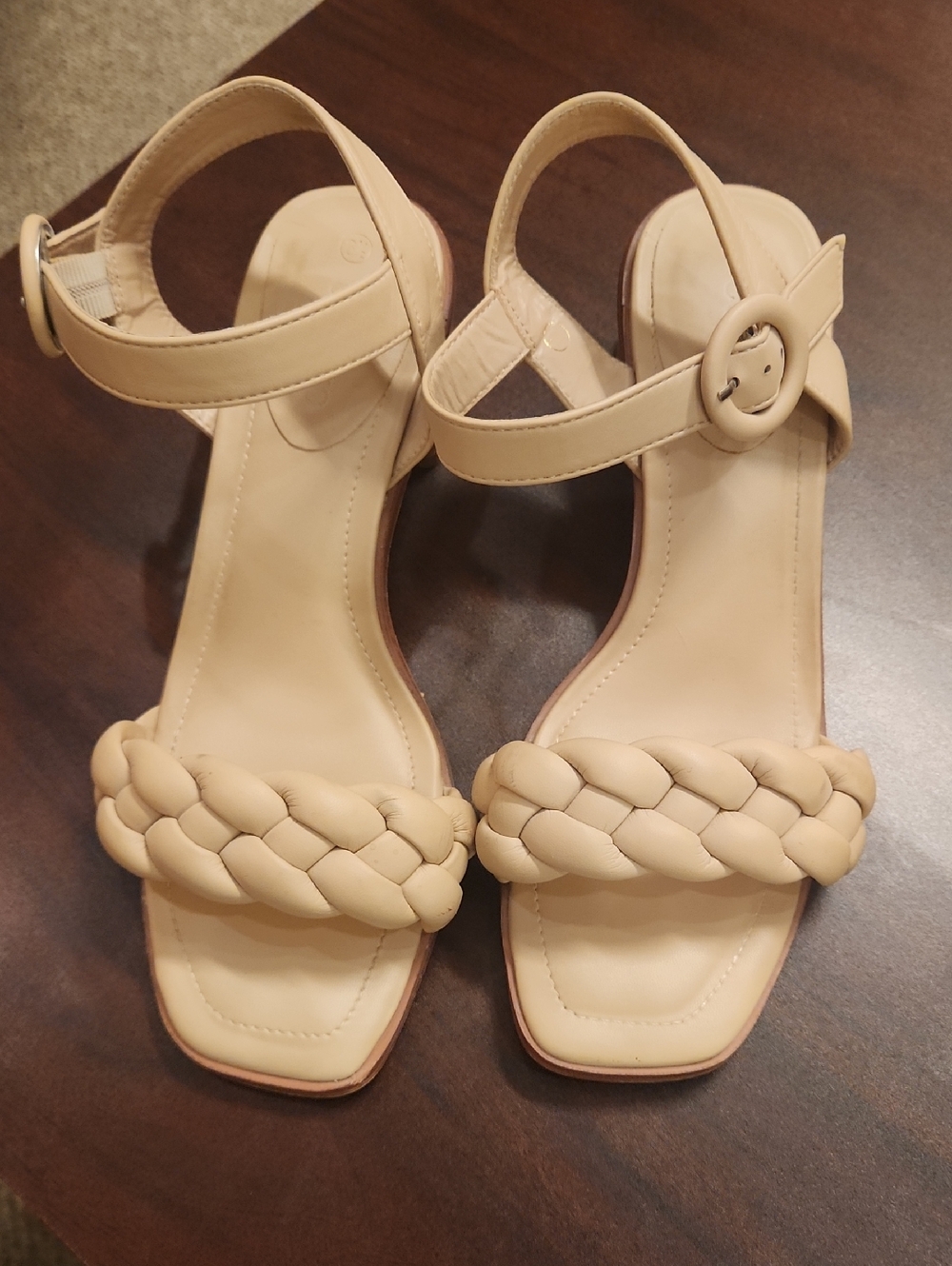Beige Braided Strap Women's Sandals
